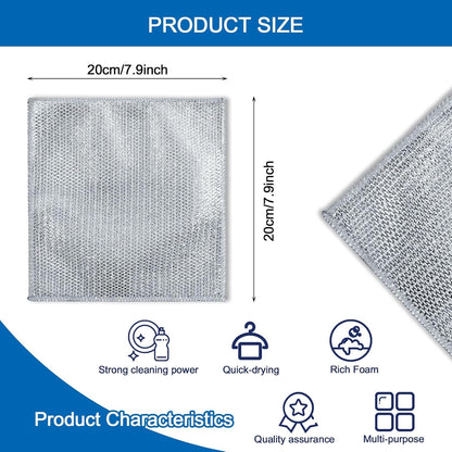 Stainless Steel Dishwashing Cloths - Non-Scratch Wire Scourers (12-Pack)