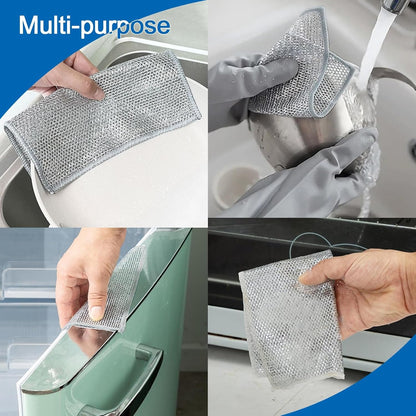 Stainless Steel Dishwashing Cloths - Non-Scratch Wire Scourers (12-Pack)