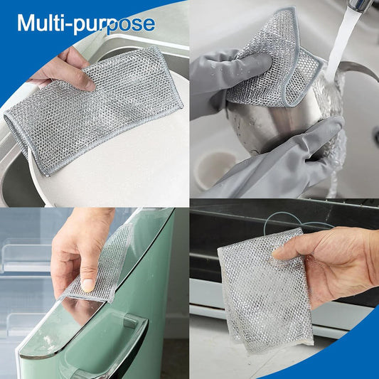 Stainless Steel Dishwashing Cloths - Non-Scratch Wire Scourers (12-Pack)