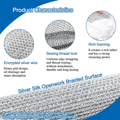 Stainless Steel Dishwashing Cloths - Non-Scratch Wire Scourers (12-Pack)