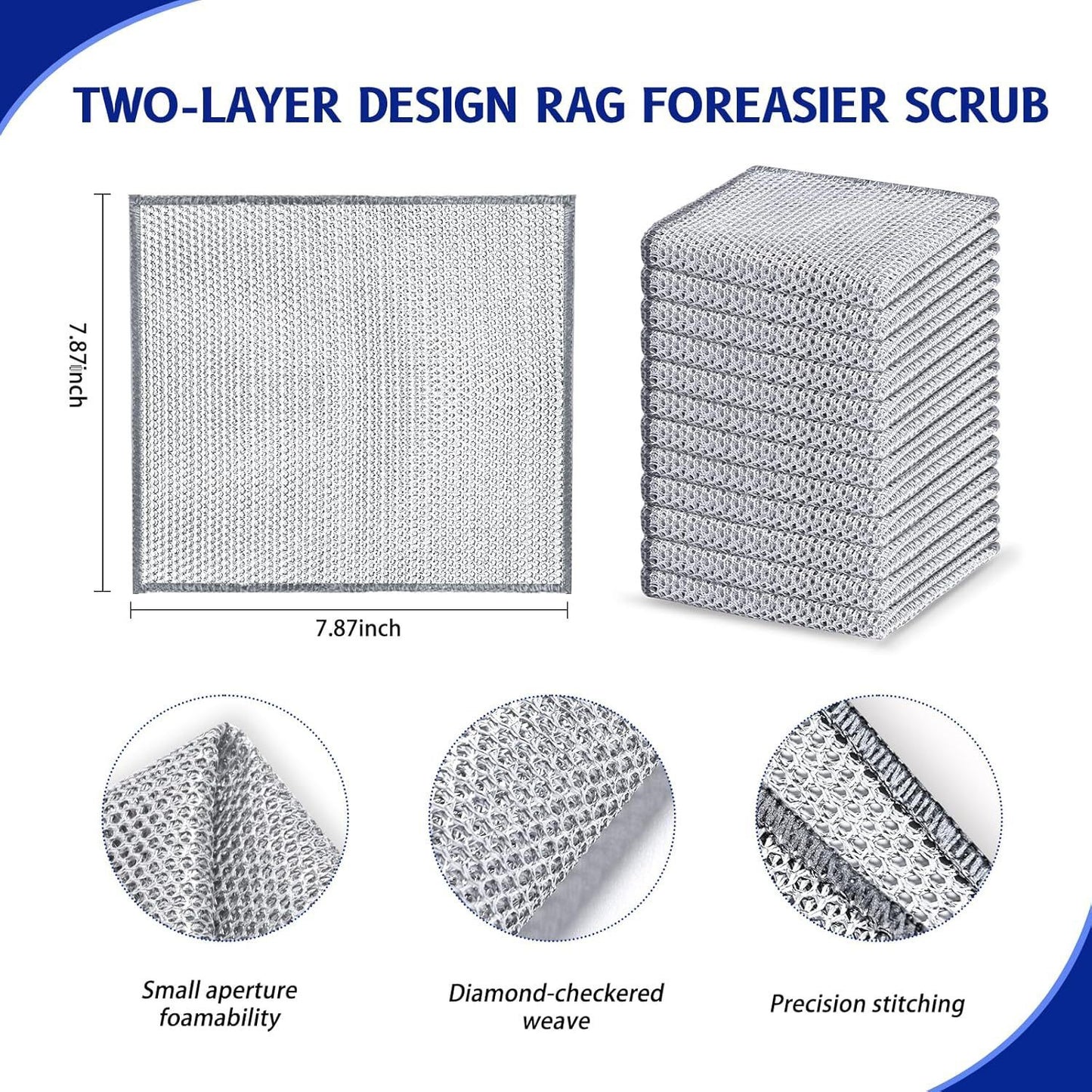 Double-sided Kitchen Oilproof Double-layer Cleaning Scouring Pad